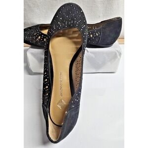 Antonio Melani flats size 6M black rhinestones‎ cutout black nubuck leather